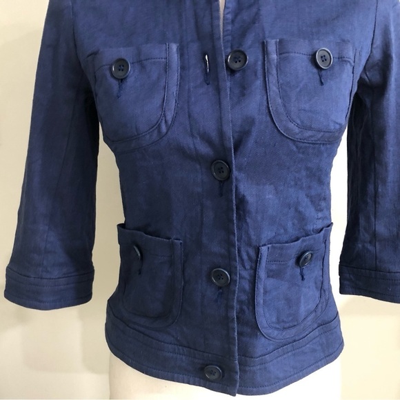 Trina Turk Etta Jacket Blue Lightweight Jacket Size 2 - Picture 4 of 6